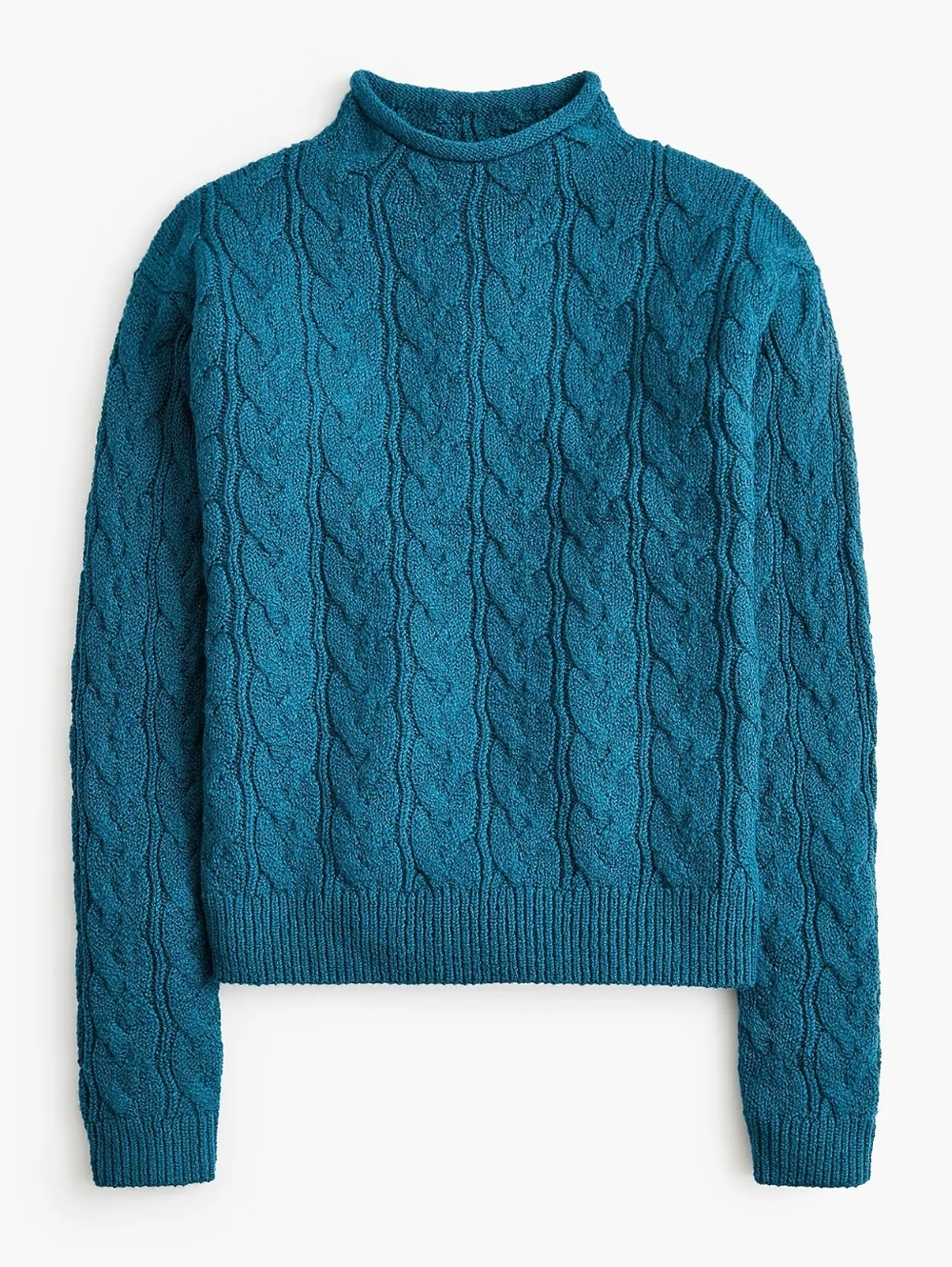 J. Crew Teal Cable-Knit Turtleneck Sweater